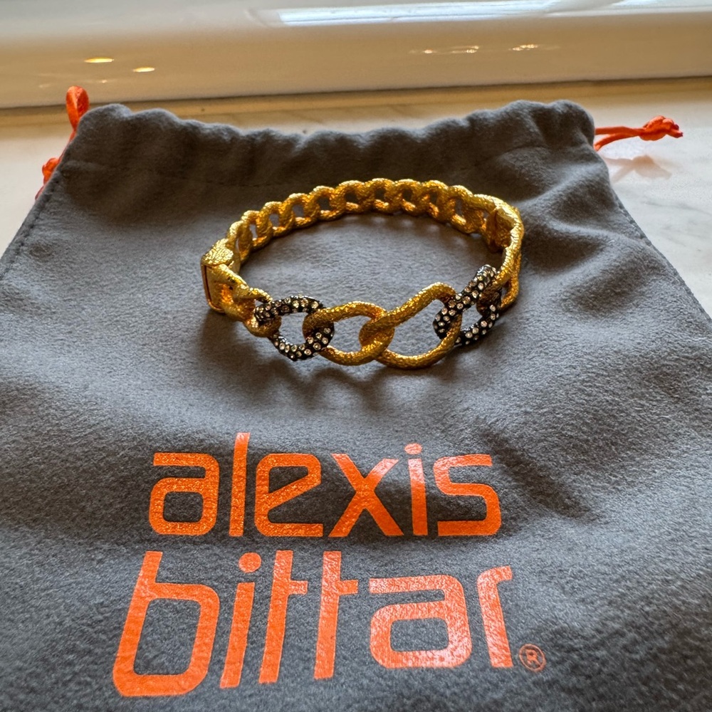 Alexis Bittar Twisted Gold Bracelet with Black Accents
